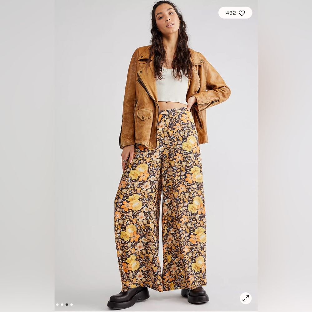 Spell Hibiscus Lane Wide Leg Pants Size Small Licorice